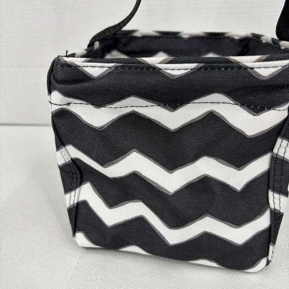 Thirty-One Littles Carry All Caddy Black White Chevron 6 Inch Storage Bin - Picture 3 of 10